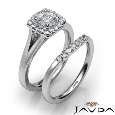 Halo Side Stone Bridal Set diamond Ring 18k Gold White