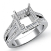 0.85Ct Diamond Engagement Princess Ring Platinum 950 Halo Semi Mount - javda.com 