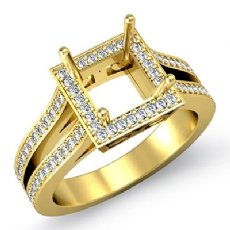 Diamond Engagement Princess Ring 18k Gold Yellow Halo Semi Mount (0.9Ct. tw.)