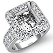 Princess Semi Mount Diamond Engagement Ring 14k White Gold Halo Pave Setting 1Ct - javda.com 