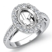 1.3Ct Halo Pave Diamond Engagement Oval Semi Mount Ring 14k White Gold - javda.com 