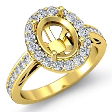 Halo Pave Diamond Engagement Oval Semi Mount Ring 14k Gold Yellow (1.3Ct. tw.)