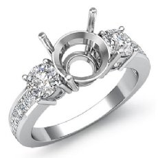 3 Stone Round Diamond Engagement Ring 14K W Gold Princess Channel Setting 1.0Ct