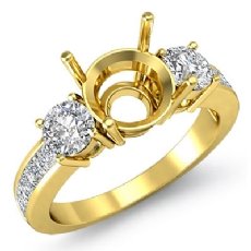 3 Stone Round Diamond Engagement Ring 14k Gold Yellow Princess Channel Setting  (1Ct. tw.)