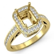 0.85Ct Diamond Engagement Ring Emerald Semi Mount 18k Yellow Gold Halo Setting - javda.com 