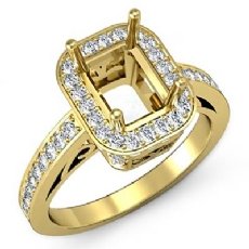 Diamond Engagement Ring Emerald Semi Mount 18k Gold Yellow Halo Setting (0.85Ct. tw.)