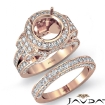 3.7Ct Diamond Engagement Ring Round Halo Pave Setting Bridal Set 18k Rose Gold - javda.com 