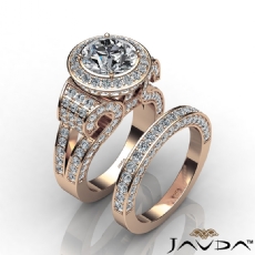 Designer Vintage Bridal Set diamond Ring 14k Rose Gold