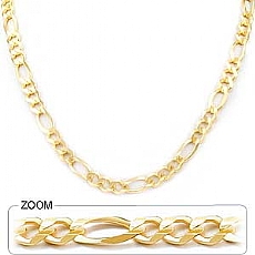 14k Yellow Gold Men's Solid Figaro Chain (6.80mm,22