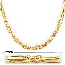 14k Yellow Gold Men's Figarope Milano Chain (7.50mm,24