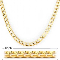 14k Yellow Gold Mens Solid Square Crub Chain (6.7mm,22 inch,37gm)