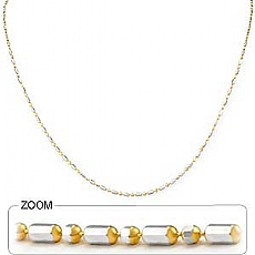 14k 2Tone Gold New Bead Style Chain Necklace (1.50mm,18 inch,3.7gm)