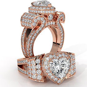 Circa Halo Pave Set Vintage diamond Ring 18k Rose Gold