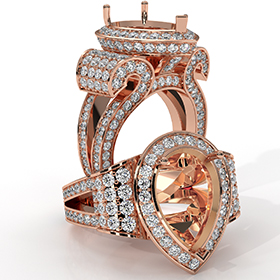 Diamond Engagement Ring Antique & Vintage Pear Semi Mount Halo Setting 14k Rose Gold  (2.4Ct. tw.)