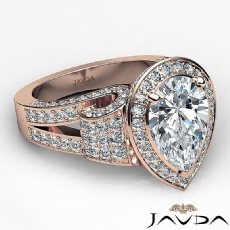 Vintage Halo Pave Split Shank diamond Ring 18k Rose Gold