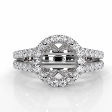 Halo Prong Round Diamond Gorgeous Engagement Semi Mount Ring Platinum 950  (0.75Ct. tw.)