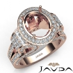 Vintage Oval Diamond Engagement Semi Mount Ring Halo Setting 14k Rose Gold 2.6Ct - javda.com 
