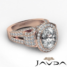 Split Shank Antique Style Halo diamond Ring 14k Rose Gold