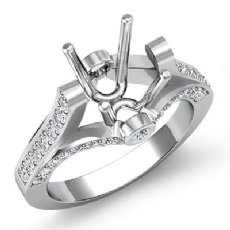 0.55C Round Diamond Semi Mount Engagement Bezel Ring 14K White Gold