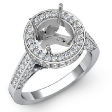 1.3 Ctw Diamond Engagement Round Ring 14K White Gold Halo Semi Mount