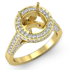 Diamond Engagement Round Ring 14k Gold Yellow Halo Semi Mount (1.3Ct. tw.)