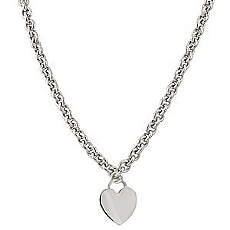 18g 14K White Gold Heart Rolo Link Necklace ITALY 16