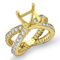 Princess Diamond Antique Anniversary Ring Setting 18k Gold Yellow Semi Mount (1.02Ct. tw.)