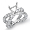 1.02Ct Princess Diamond Antique Anniversary Ring Setting 18k White Gold Semi Mount - javda.com 