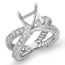 1 Ct Princess Diamond Antique Anniversary Ring Setting 14k White Gold Semi Mount