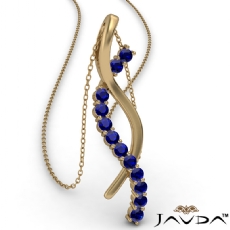 Twisted Ribbon Round Sapphire Gemstone Pendant Necklace 14k Gold Yellow <Dcarat>