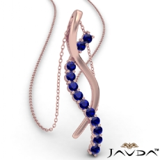 Twisted Ribbon Round Sapphire Gemstone Pendant Necklace 14k Rose Gold <Dcarat>