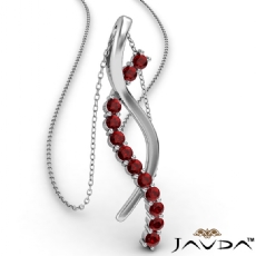 Twisted Ribbon Round Ruby Gemstone Pendant Necklace 14k White Gold 0.25Ct