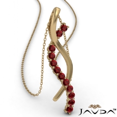 Twisted Ribbon Round Ruby Gemstone Pendant Necklace 14k Gold Yellow <Dcarat>