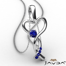 Infinity Heart Pendant Necklace 14k White Gold Round Sapphire Gemstone 0.20Ct