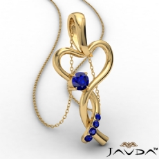Infinity Heart Pendant Necklace 14k Gold Yellow Round Sapphire Gemstone <Dcarat>