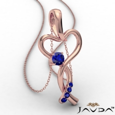 Infinity Heart Pendant Necklace 14k Rose Gold Round Sapphire Gemstone <Dcarat>