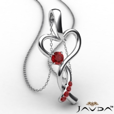 Infinity Heart Pendant Necklace 14k White Gold Round Ruby Gemstone 0.20Ct