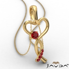 Infinity Heart Pendant Necklace 14k Gold Yellow Round Ruby Gemstone <Dcarat>