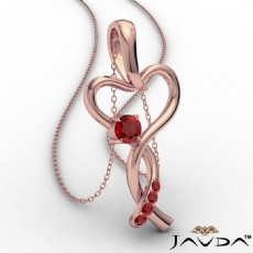 Infinity Heart Pendant Necklace 14k Rose Gold Round Ruby Gemstone <Dcarat>