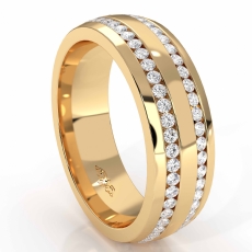 Dome 2 Row Round Diamond Eternity Men's Wedding Band in 14k Gold Yellow  (1.1Ct. tw.)