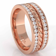 Rope Design Channel Men's Diamond Eternity Wedding Band 14k Rose Gold  (1.75Ct. tw.)