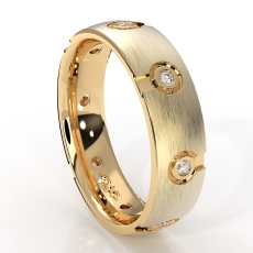 Bezel Set Diamond Matte Eternity Men's Wedding Band 14k Gold Yellow  (0.1Ct. tw.)