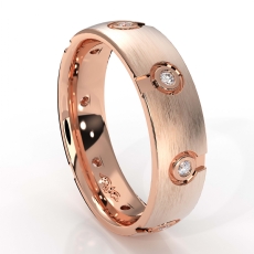 Bezel Set Diamond Matte Eternity Men's Wedding Band 14k Rose Gold  (0.1Ct. tw.)