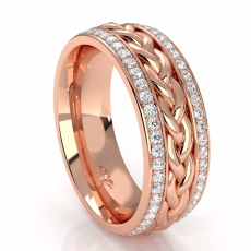 Braided Diamond Eternity Men's Wedding Band in 14k Rose Gold  (0.57Ct. tw.)
