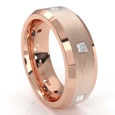 Matte Bevel Edge Men's Diamond Eternity Wedding Band 14k Rose Gold  (0.5Ct. tw.)