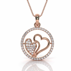 Lab Grown Diamond Double Heart Pendant 18k Rose Gold Love Jewelry  (0.35Ct. tw.)