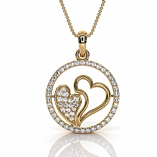 Lab Grown Diamond Double Heart Pendant 14k Gold Yellow Love Jewelry  (0.35Ct. tw.)