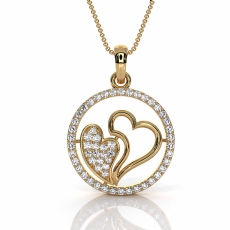 Lab Grown Diamond Double Heart Pendant 14k Gold Yellow Love Jewelry  (0.35Ct. tw.)