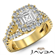 Halo Shared Prong Cross Shank diamond Ring 14k Gold Yellow