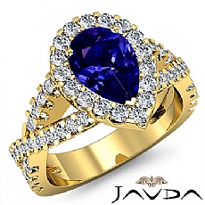 Halo Shared Prong Cross Shank diamond Ring 18k Gold Yellow